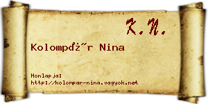 Kolompár Nina névjegykártya